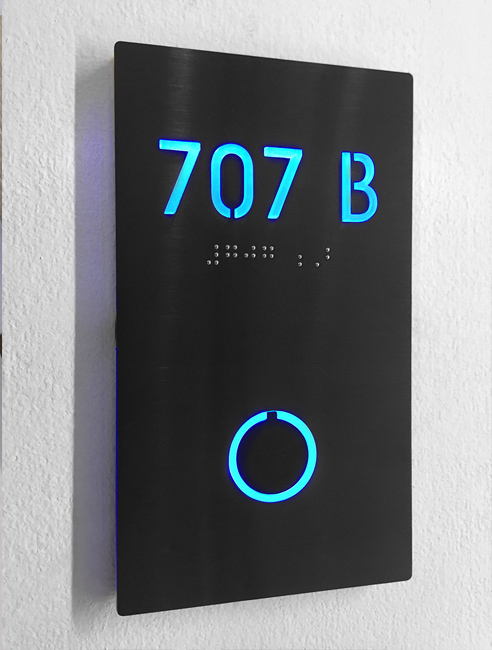 Room Number Panel Sign Black - Lighted by Luxello LED Signage Room Number Panel Sign Black - Lighted by Luxello LED Signage